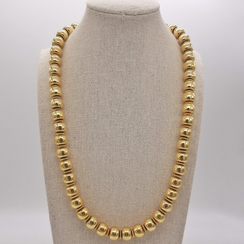 VTG Trifari Gold Tone Plastic Bead Necklace 22.75"